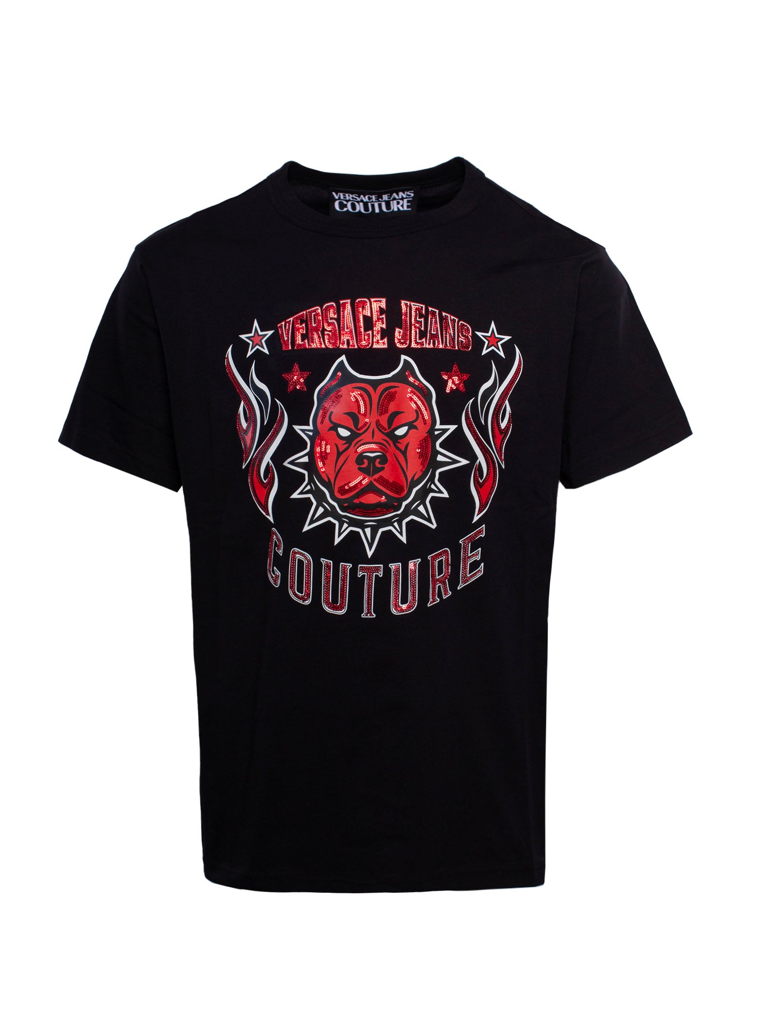 VERSACE JEANS COUTURE SEQUIN-EMBELLISHED LOGO T-SHIRT