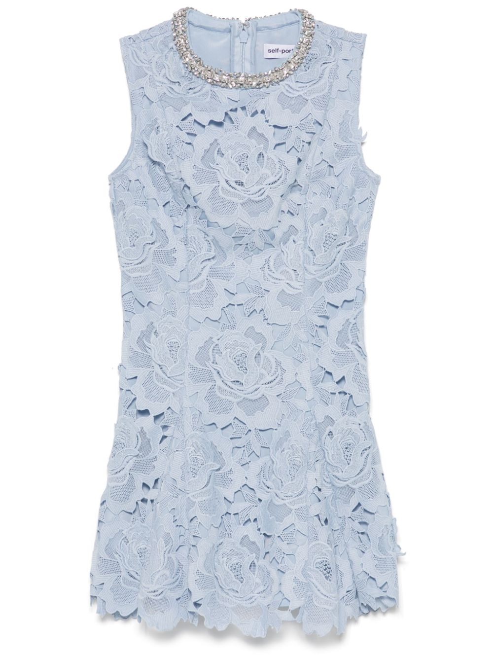SELF-PORTRAIT SHORT DRESS WITH FLORAL LACE