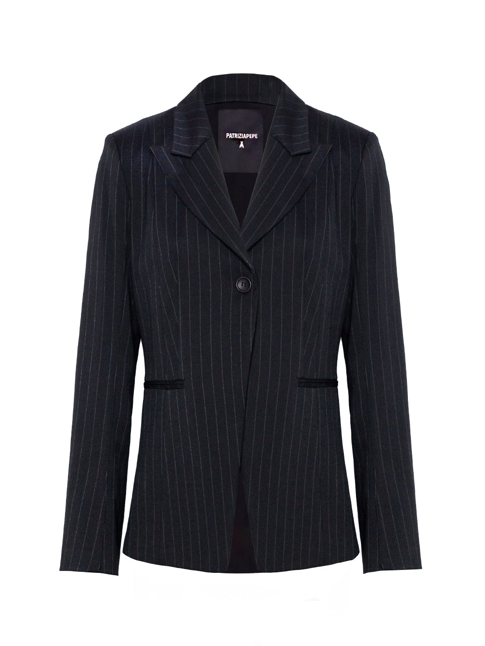 PATRIZIA PEPE SINGLE-BREASTED PINSTRIPE-PATTERN BLAZER