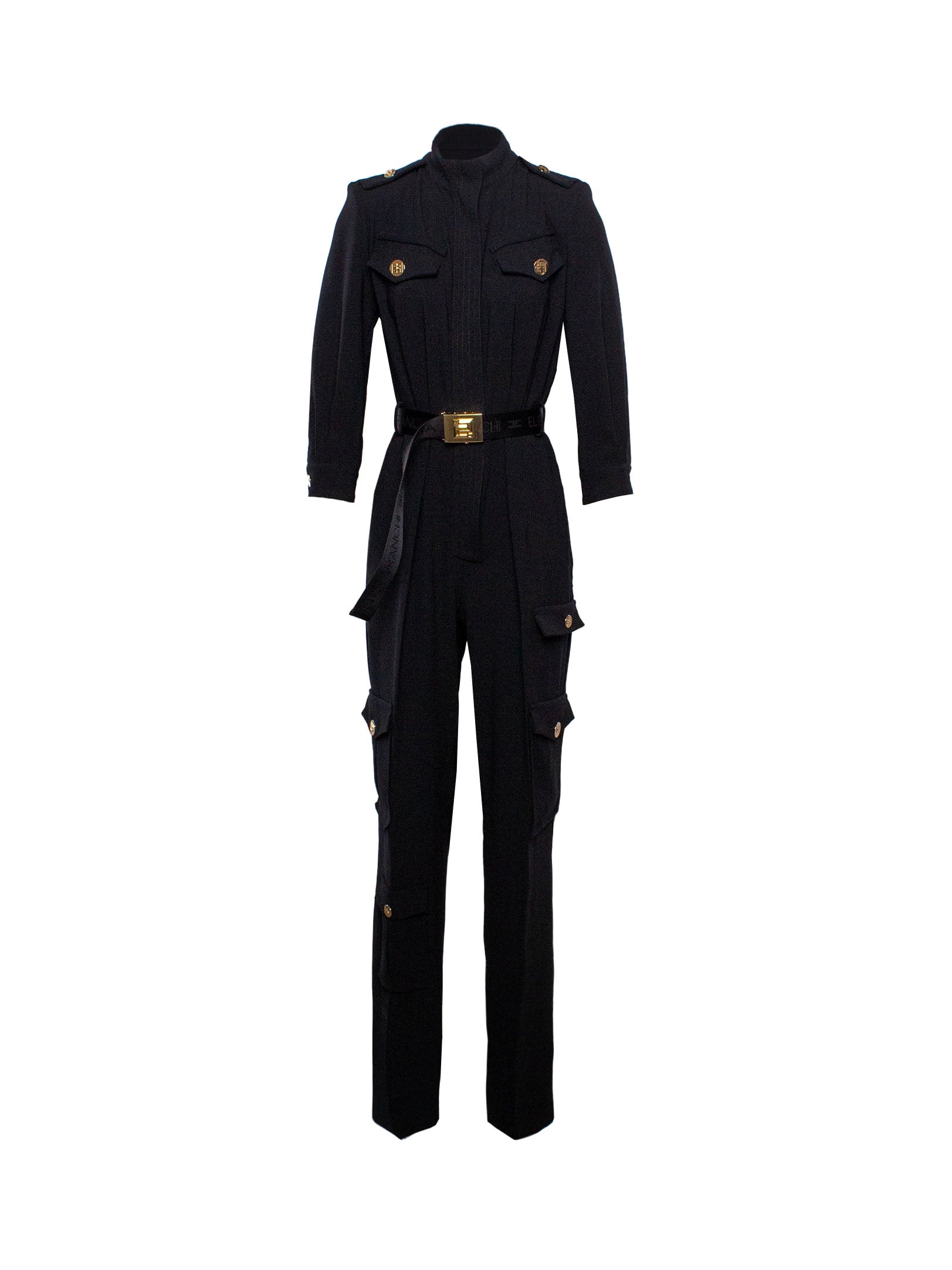 ELISABETTA FRANCHI BELTED CARGO JUMPSUIT