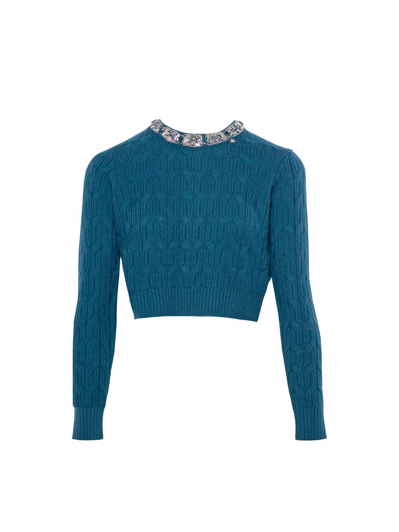 ELISABETTA EMBROIDERED-COLLAR WOOL TOP