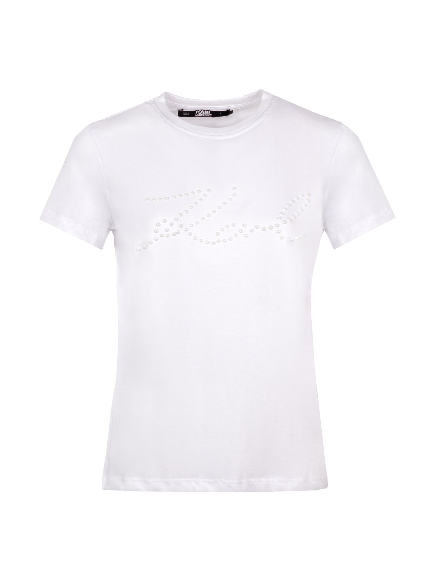 KARL LAGERFELD LOGO PRINT-EMBELLISHED ORGANIC-COTTON T-SHIRT
