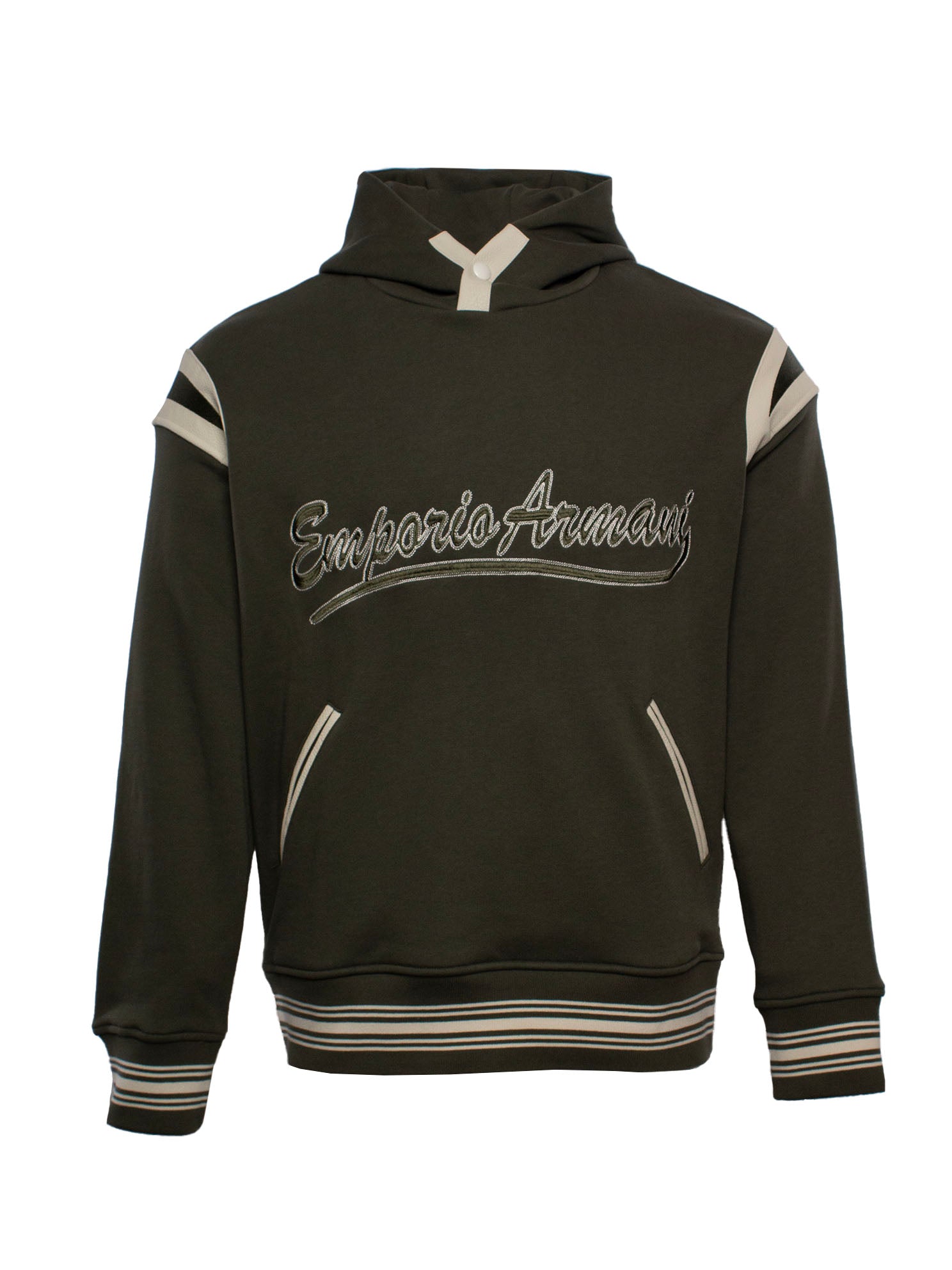 EMPORIO ARMANI LOGO-EMBROIDERED JERSEY HOODIE