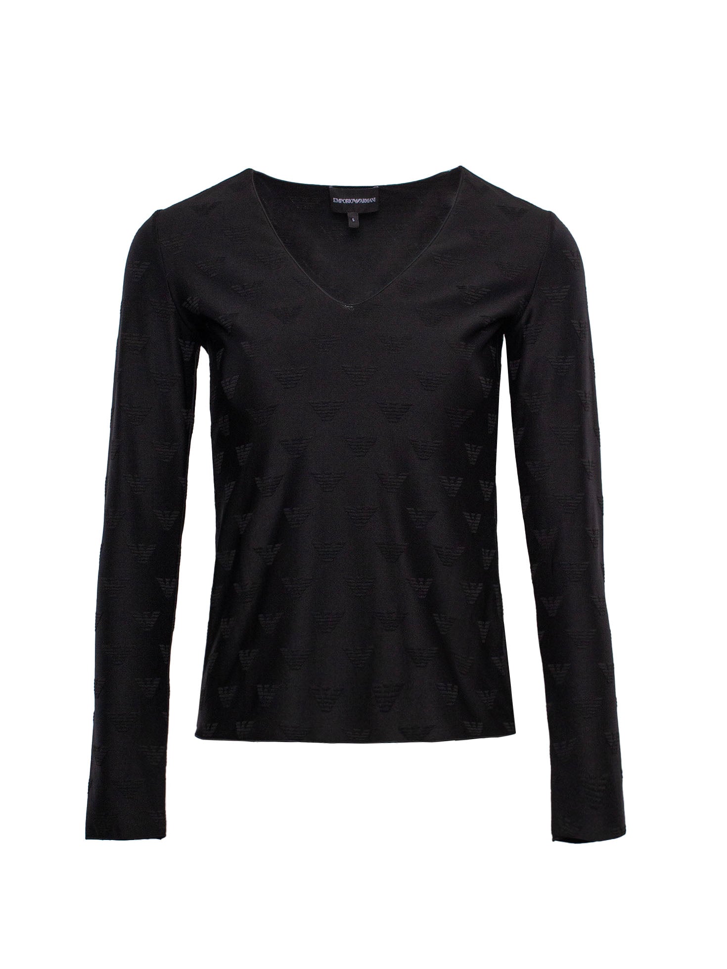 EMPORIO ARMANI JACQUARD-LOGO V-NECK T-SHIRT