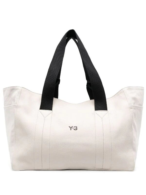 Y-3 LOGO-PRINT LEATHER TOTE BAG