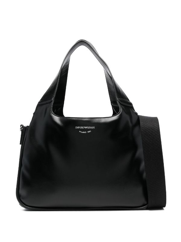 EMPORIO ARMANI LOGO-STAMP PATENT-FINISH TOTE BAG
