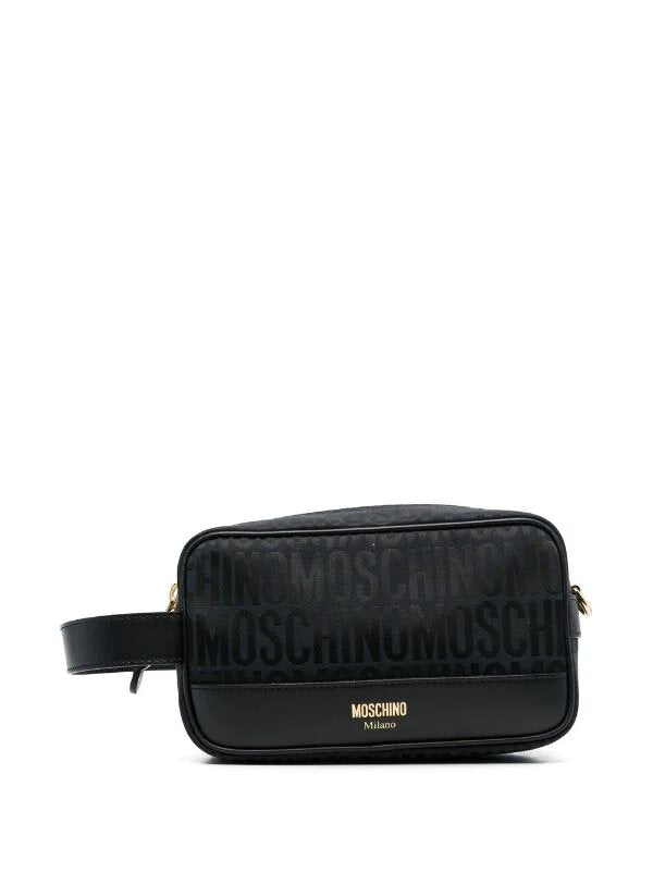 MOSCHINO FANTASIA LEATHER LOGO-PRINT MAKEUP BAG