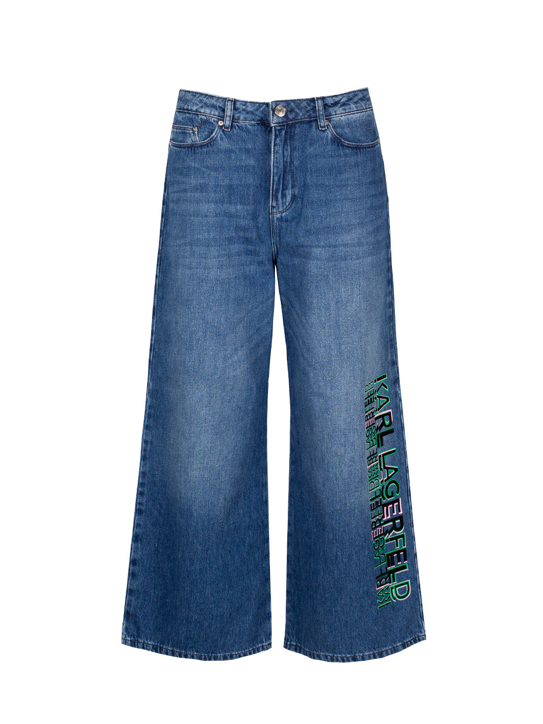 KARL LAGERFELD CROPPED WIDE-LEG JEANS