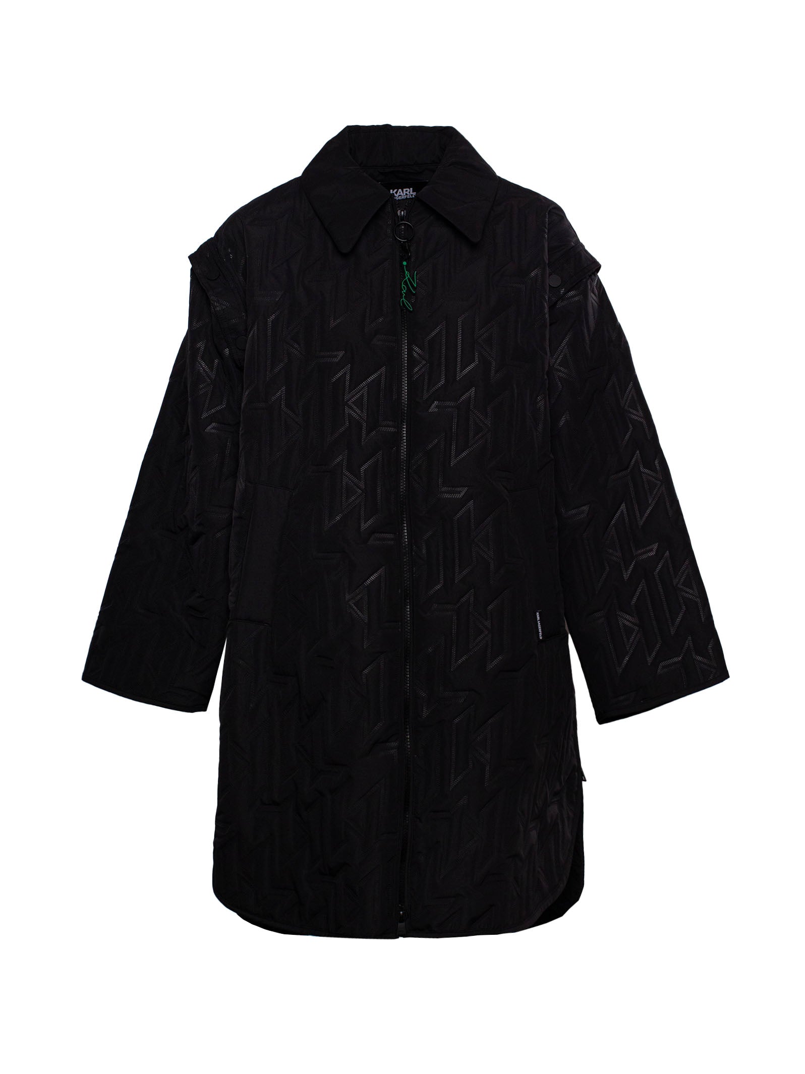 KARL LAGERFELD LOGO-EMBOSSED ZIP-UP PARKA