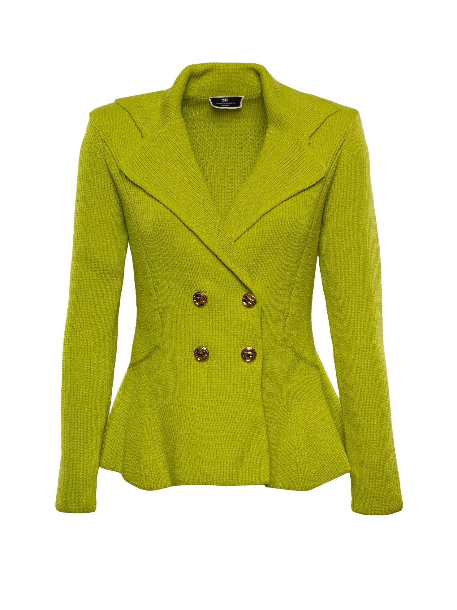 ELISABETTA FRANCHI PEPLUM-WAIST DOUBLE-BREASTED CARDIGAN