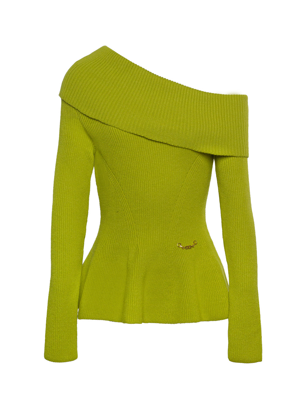 ELISABETTA FRANCHI ASYMMETRIC-DESIGN PEPLUM KNITTED TOP