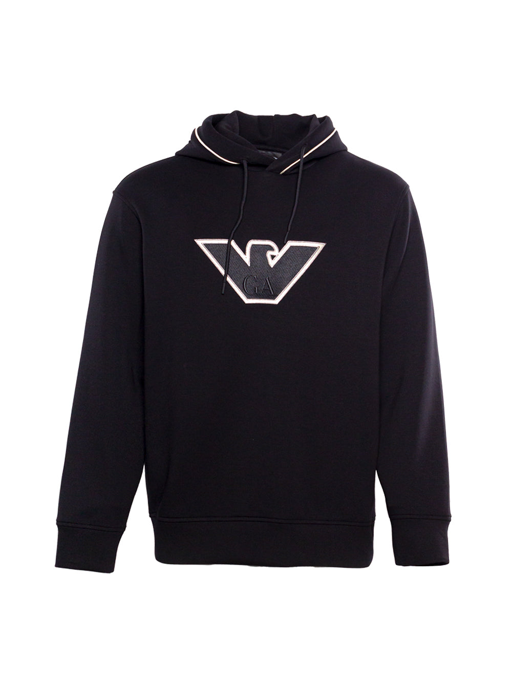EMPORIO ARMANI LOGO-EMBROIDERED DRAWSTRING HOODIE