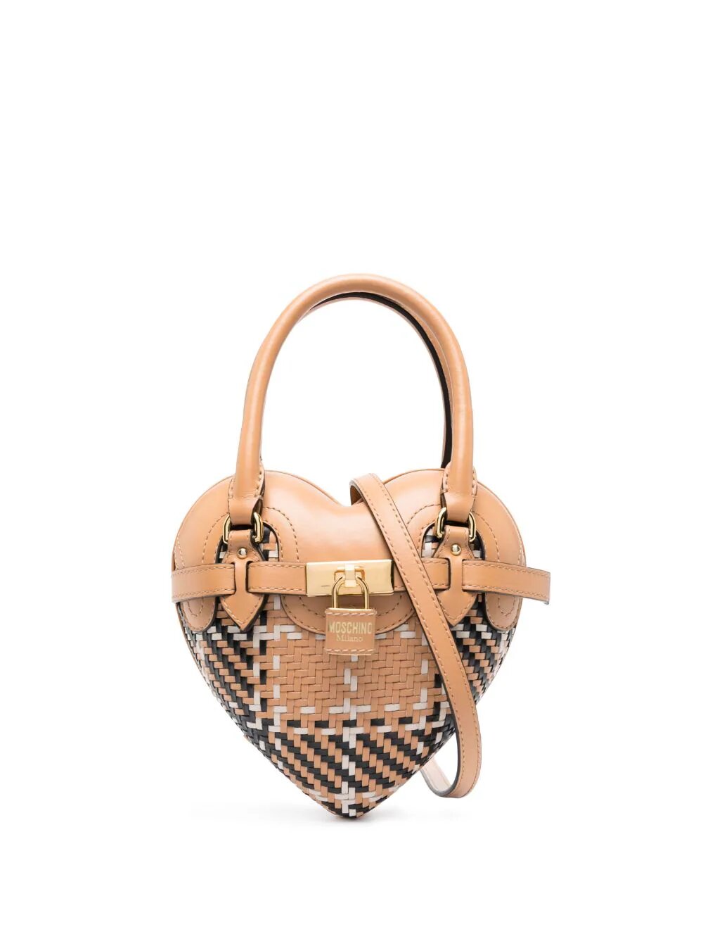 MOSCHINO HEART SHAPED WOVEN BAG