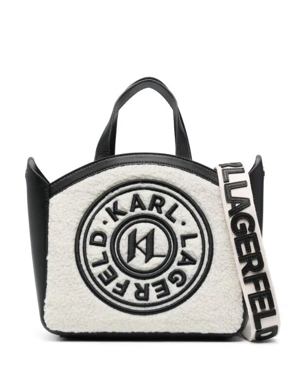KARL LAGERFELD K/CIRCLE LEATHER TOTE BAG
