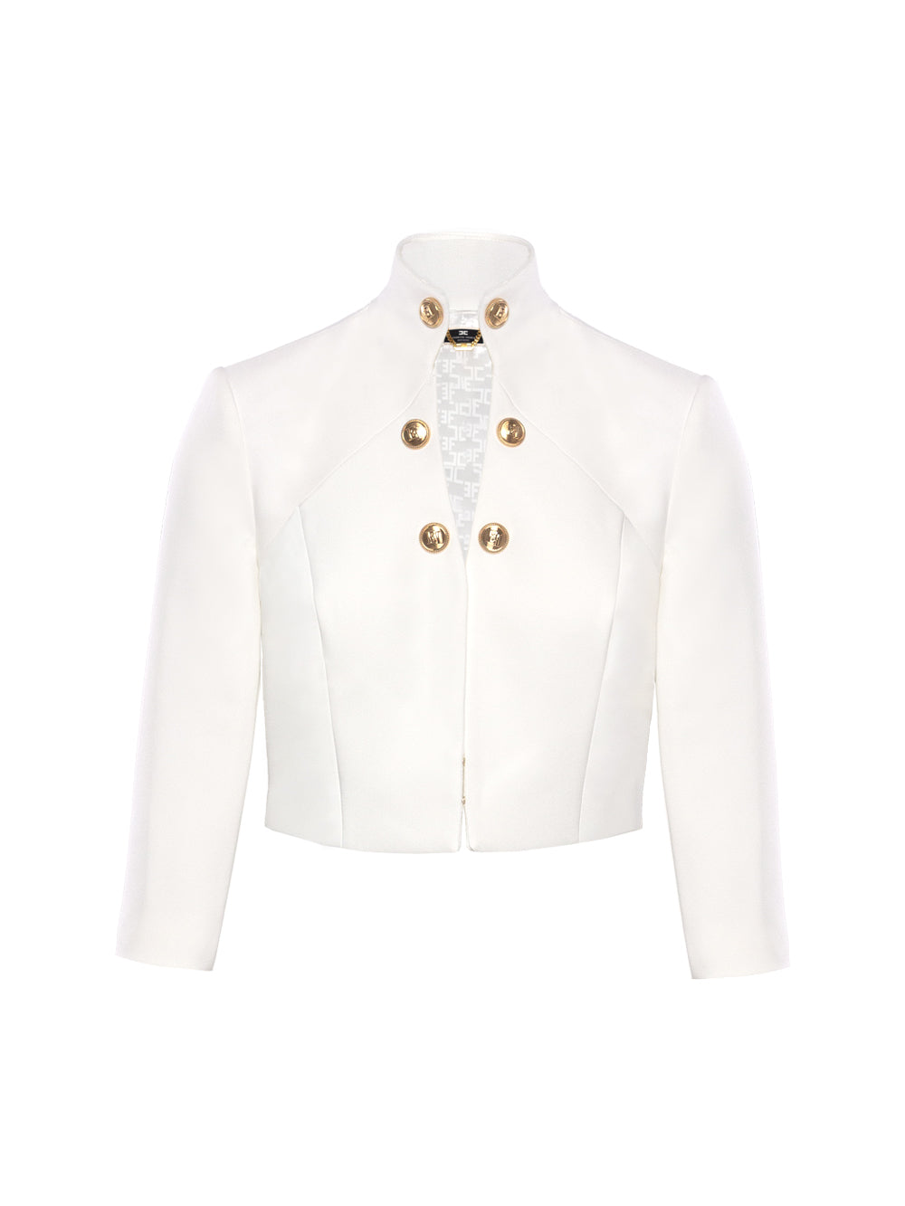 ELISABETTA FRANCHI HIGH-NECK V-NECK CROPPED JACKET