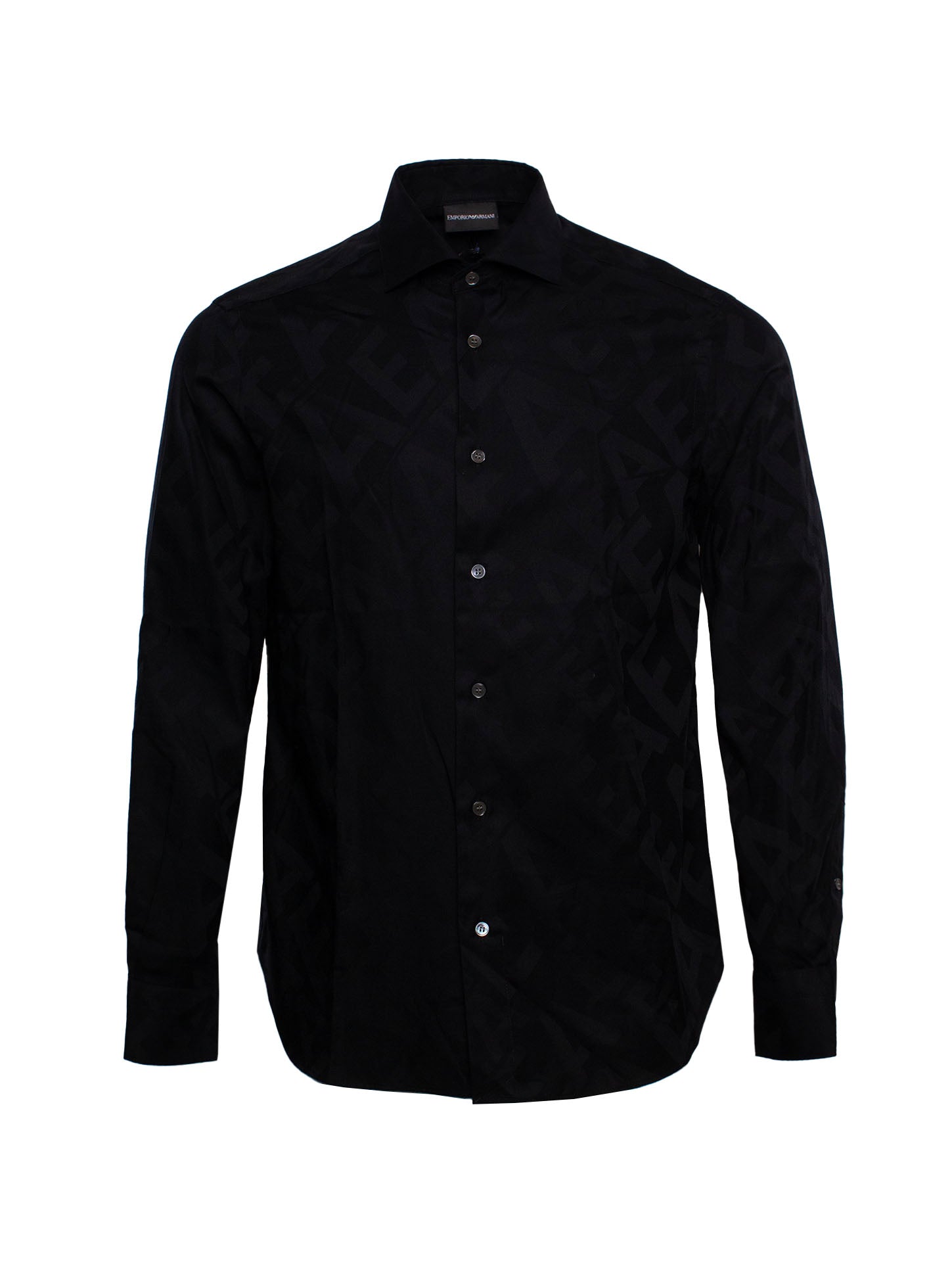 EMPORIO ARMANI MONOGRAM-PATTERN LONG-SLEEVE SHIRT