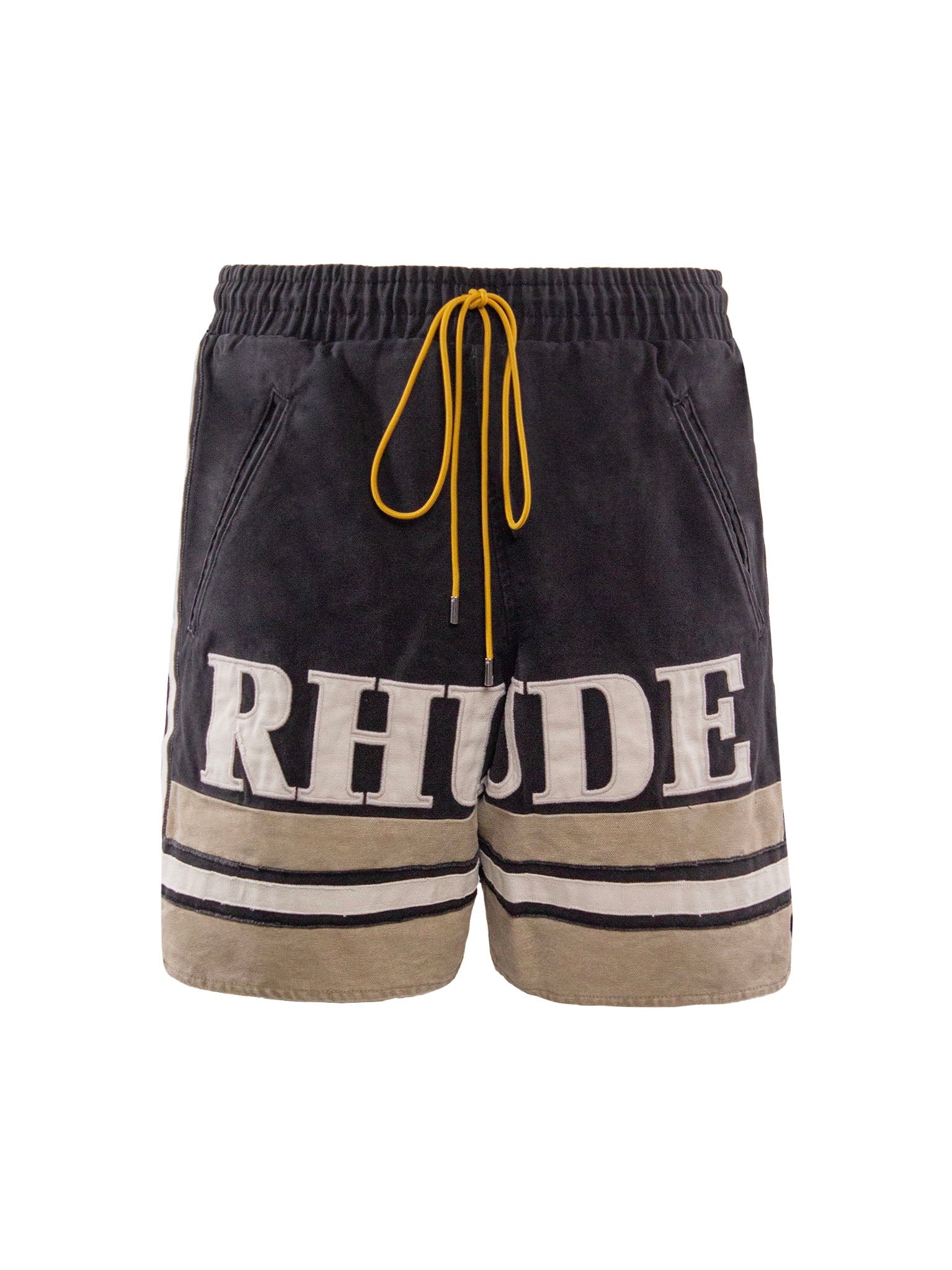RHUDE LOGO-EMBROIDERED COTTON SHORTS