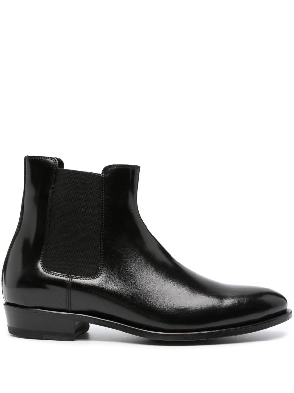 TAGLIATORE ALMOND-TOE LEATHER ANKLE BOOTS