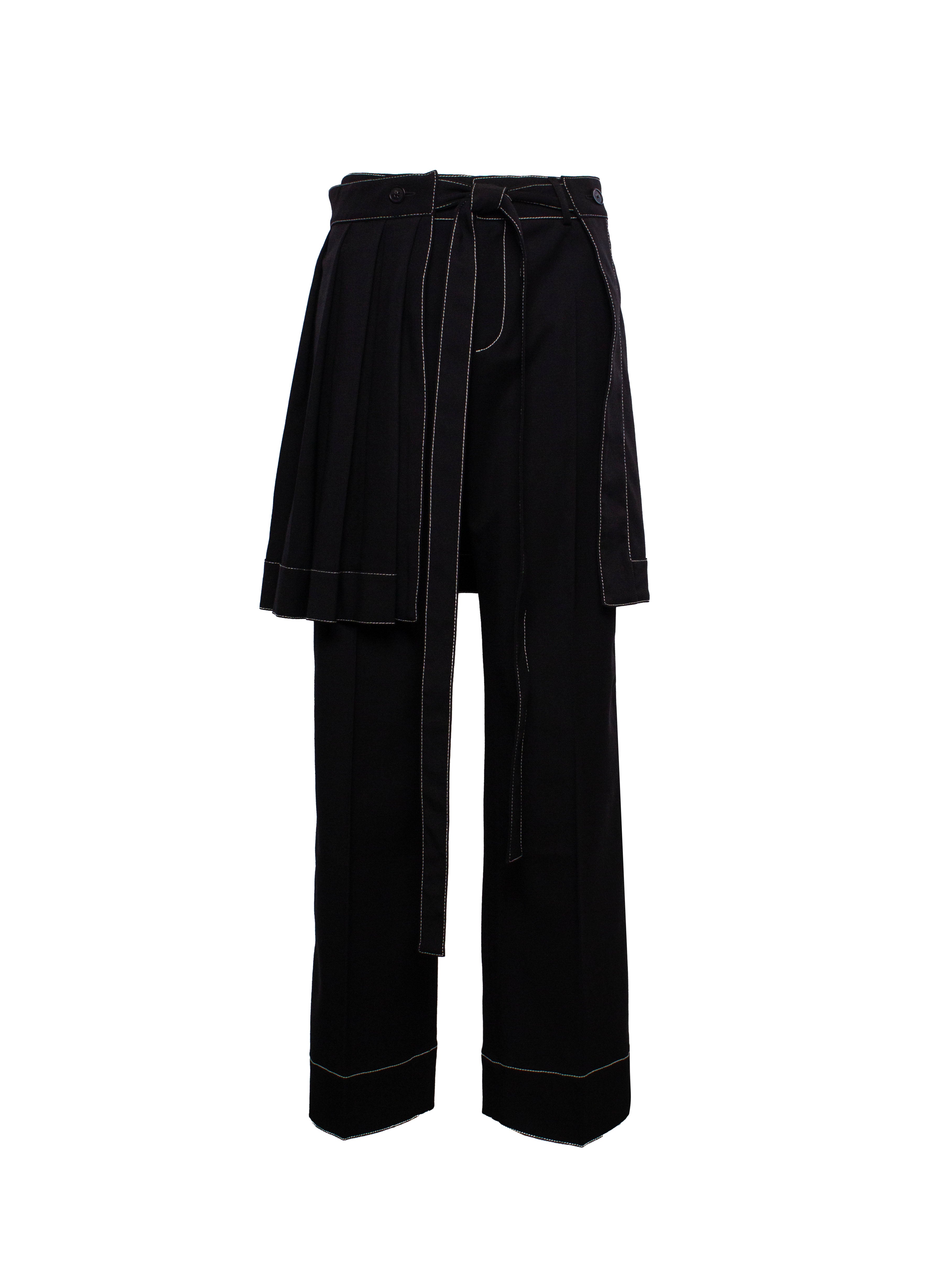 MARINE SERRE CONTRAST-STITCH LAYERED TROUSERS