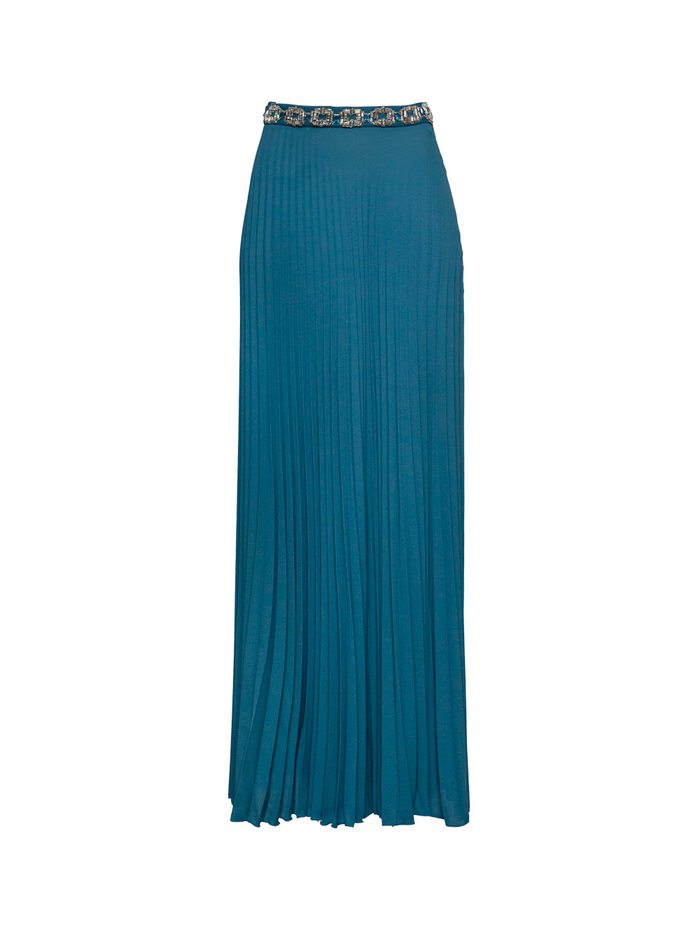 ELISABETTA FRANCHI EMBELLISHED PLEATED GEORGETTE MAXI SKIRT