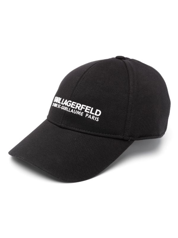 KARL LAGERFELD LOGO-PRINT COTTON CAP