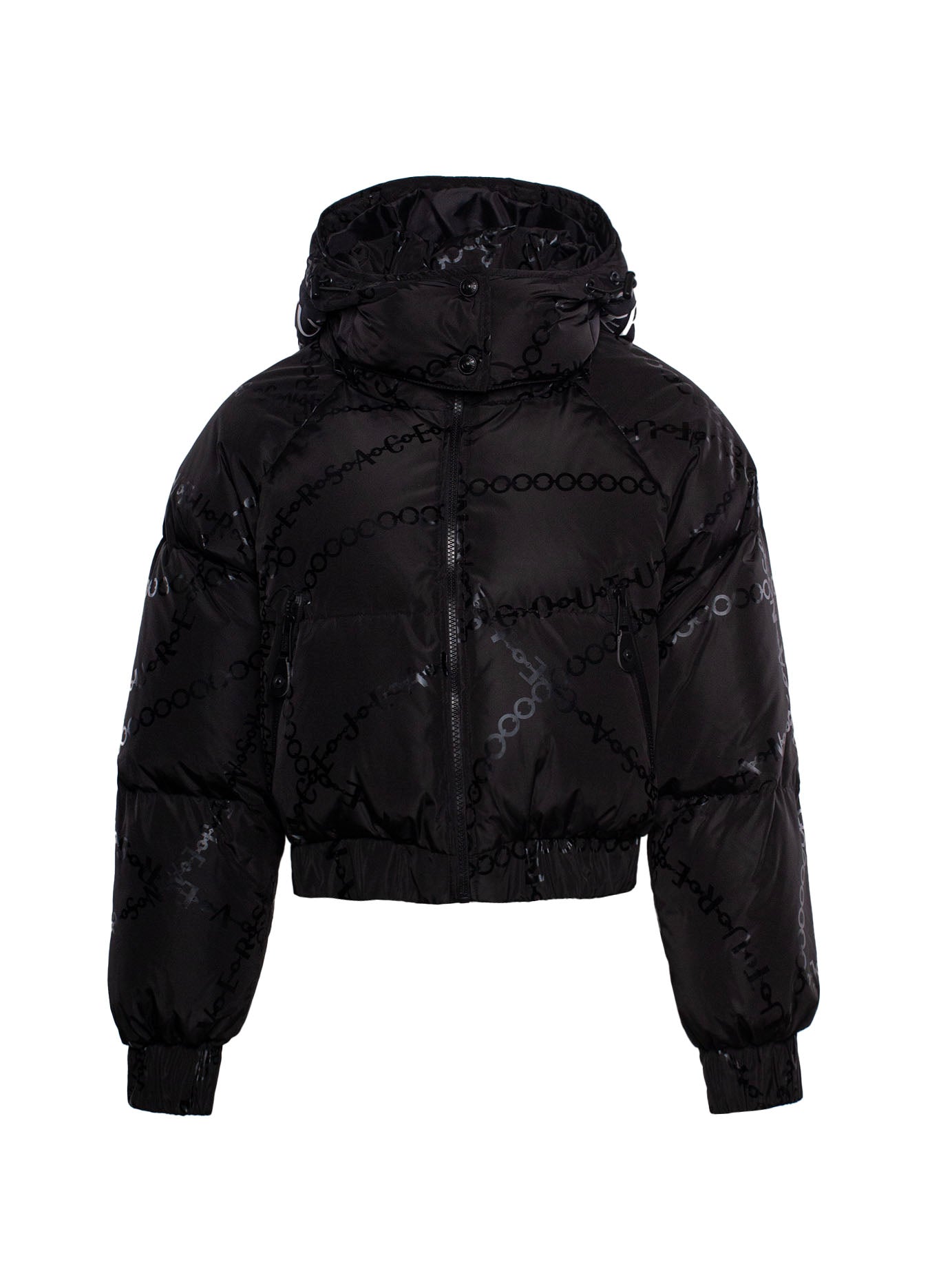 VERSACE JEANS COUTURE LOGO-PRINT CROPPED PUFFER JACKET