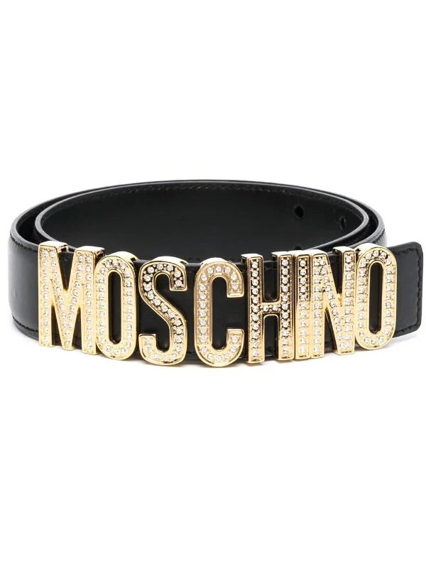 MOSCHINO LOGO-PLAQUE BUCKLED BELT