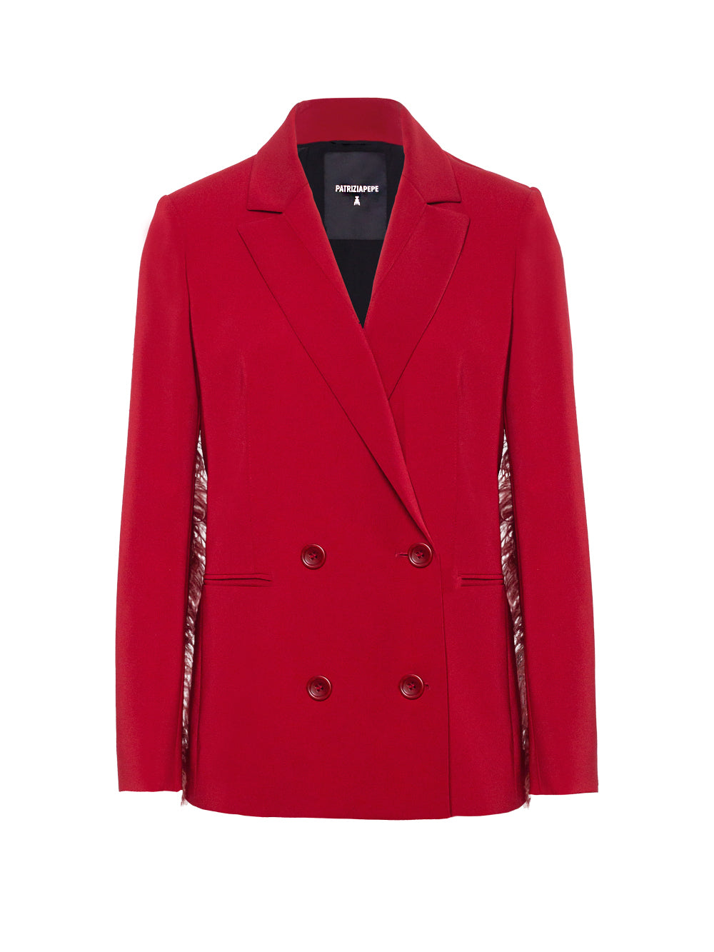 PATRIZIA PEPE FEATHER-DETAILING DOUBLE-BREASTED BLAZER