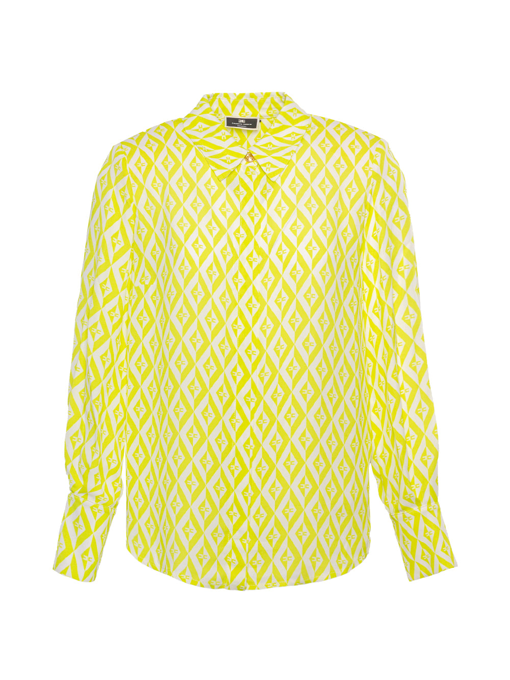 ELISABETTA FRANCHI DIAMOND LOGO-PRINT GEORGETTE SHIRT