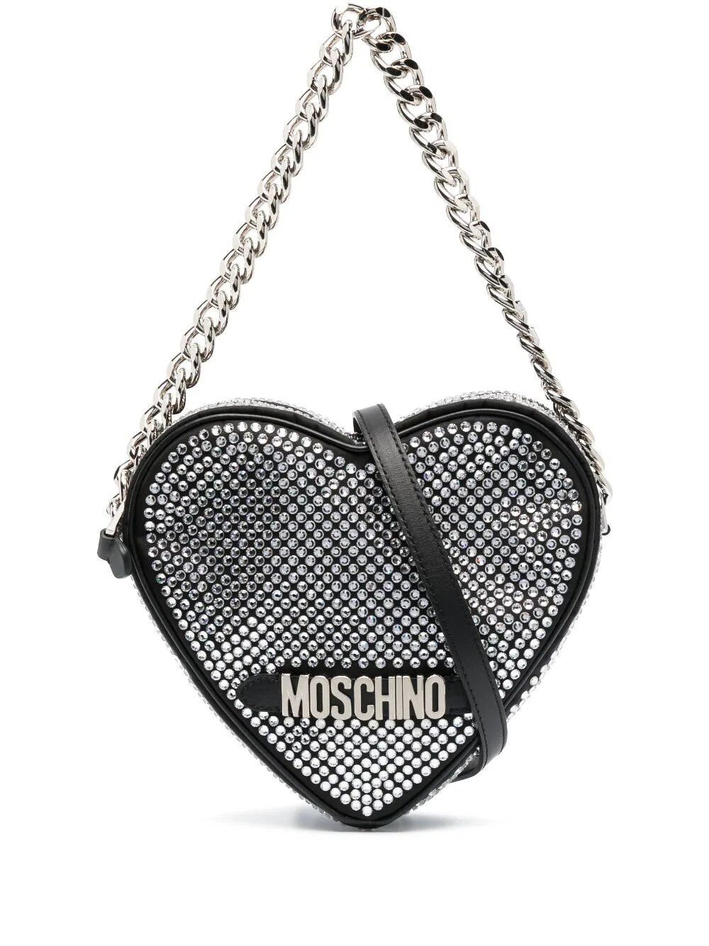 MOSCHINO CRYSTAL-EMBELLISHED HEART-SHAPE TOTE BAG
