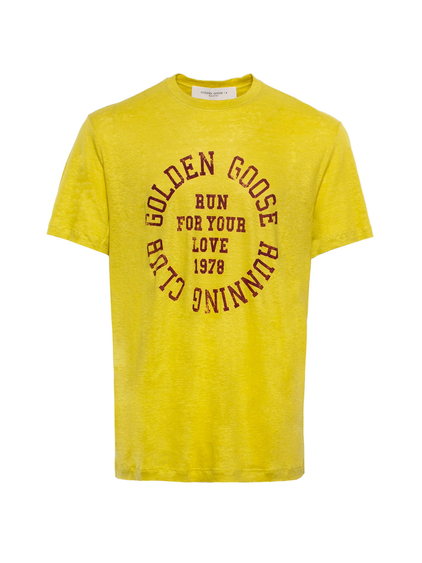 GOLDEN GOOSE LOGO-PRINT LINEN T-SHIRT