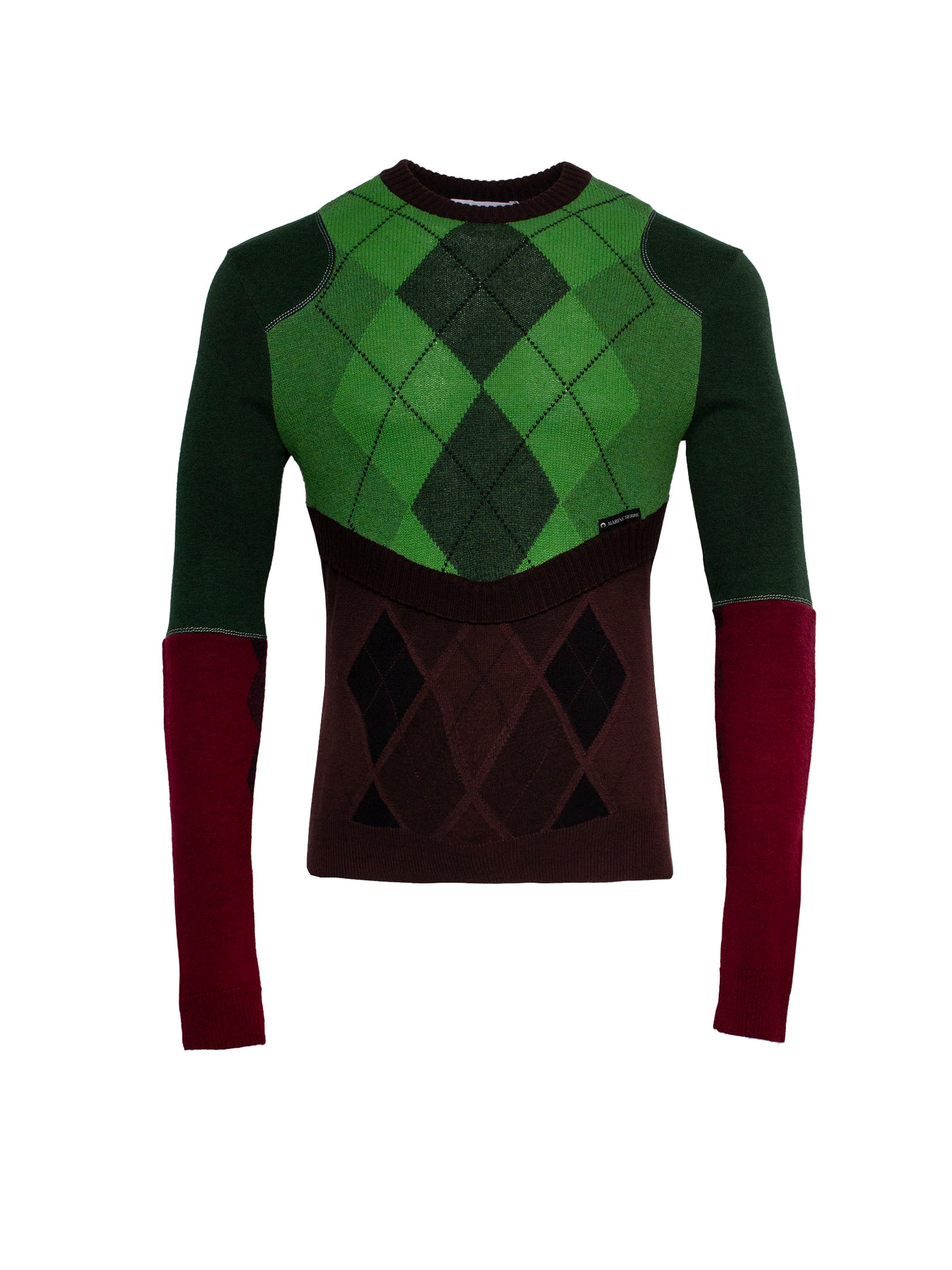 MARINE SERRE ARGYLE-CHECK COLOUR-BLOCK JUMPER