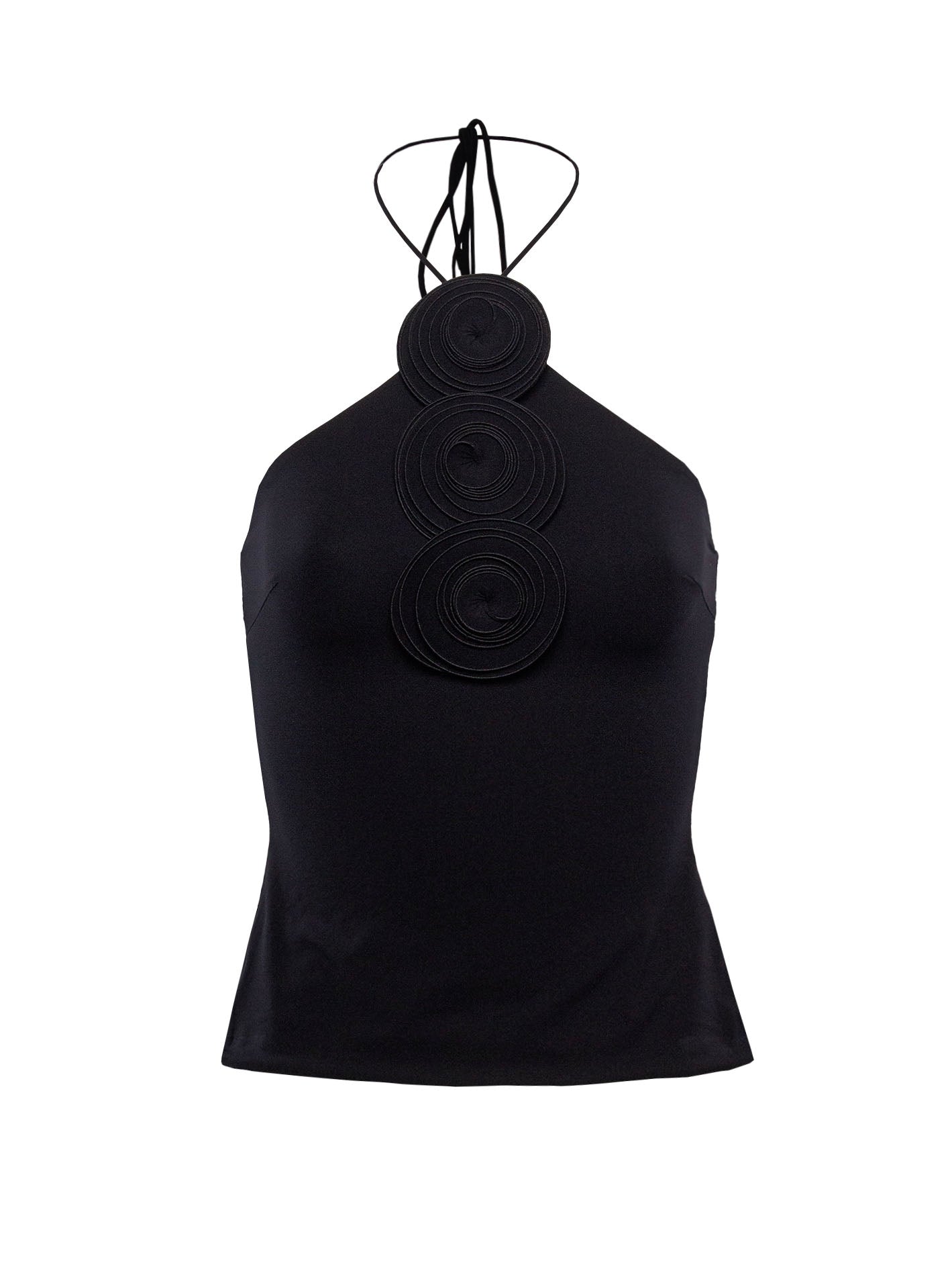 MAGDA BUTRYM FLORAL-APPLIQUÉ HALTERNECK TOP