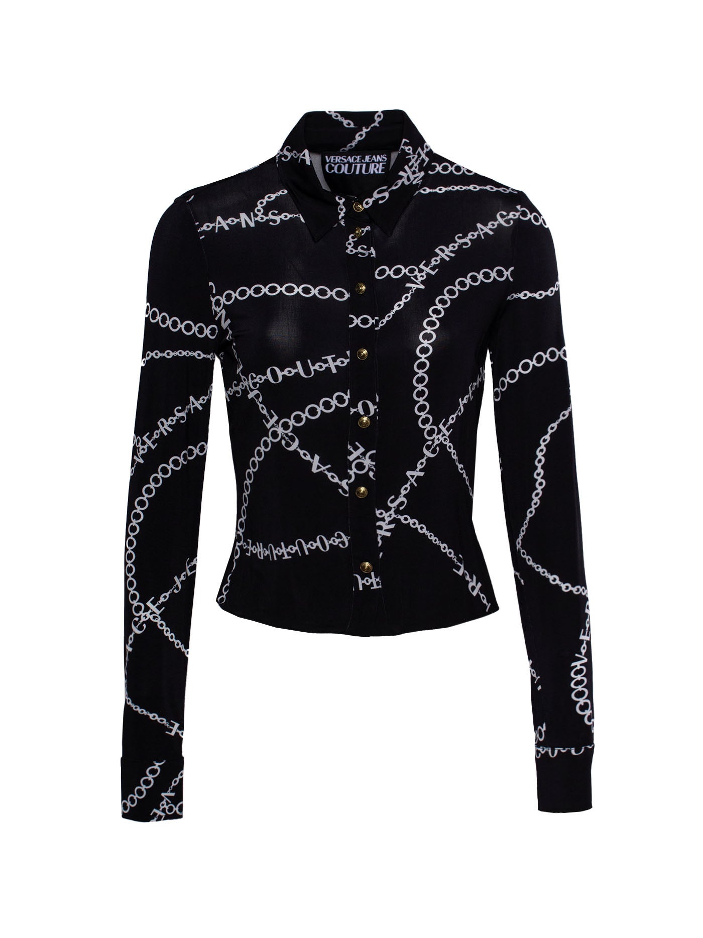 VERSACE JEANS COUTURE NECKLACE-PRINT JERSEY SHIRT