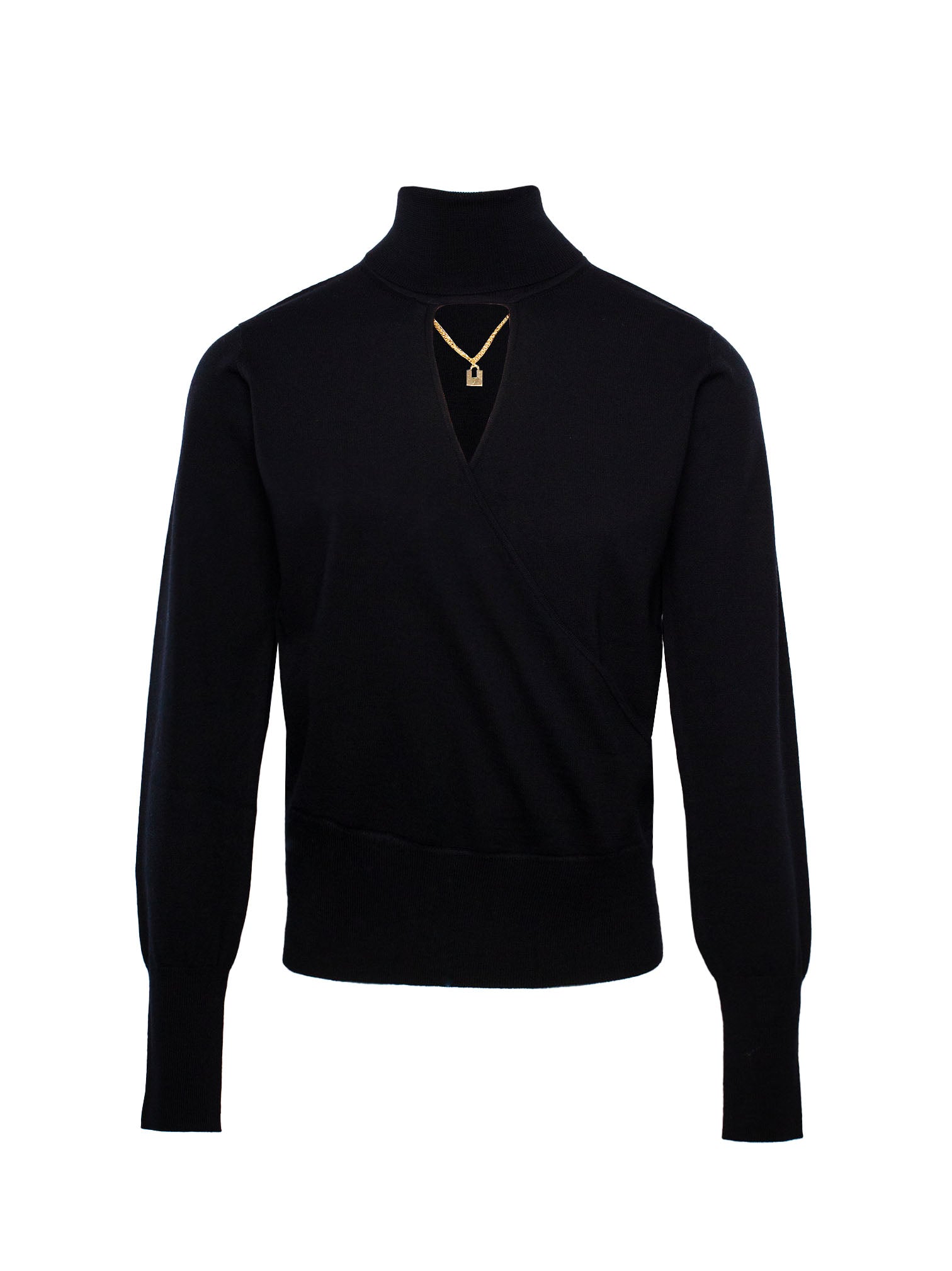 ELISABETTA FRANCHI LONG-SLEEVE CUT-OUT WOOL TOP