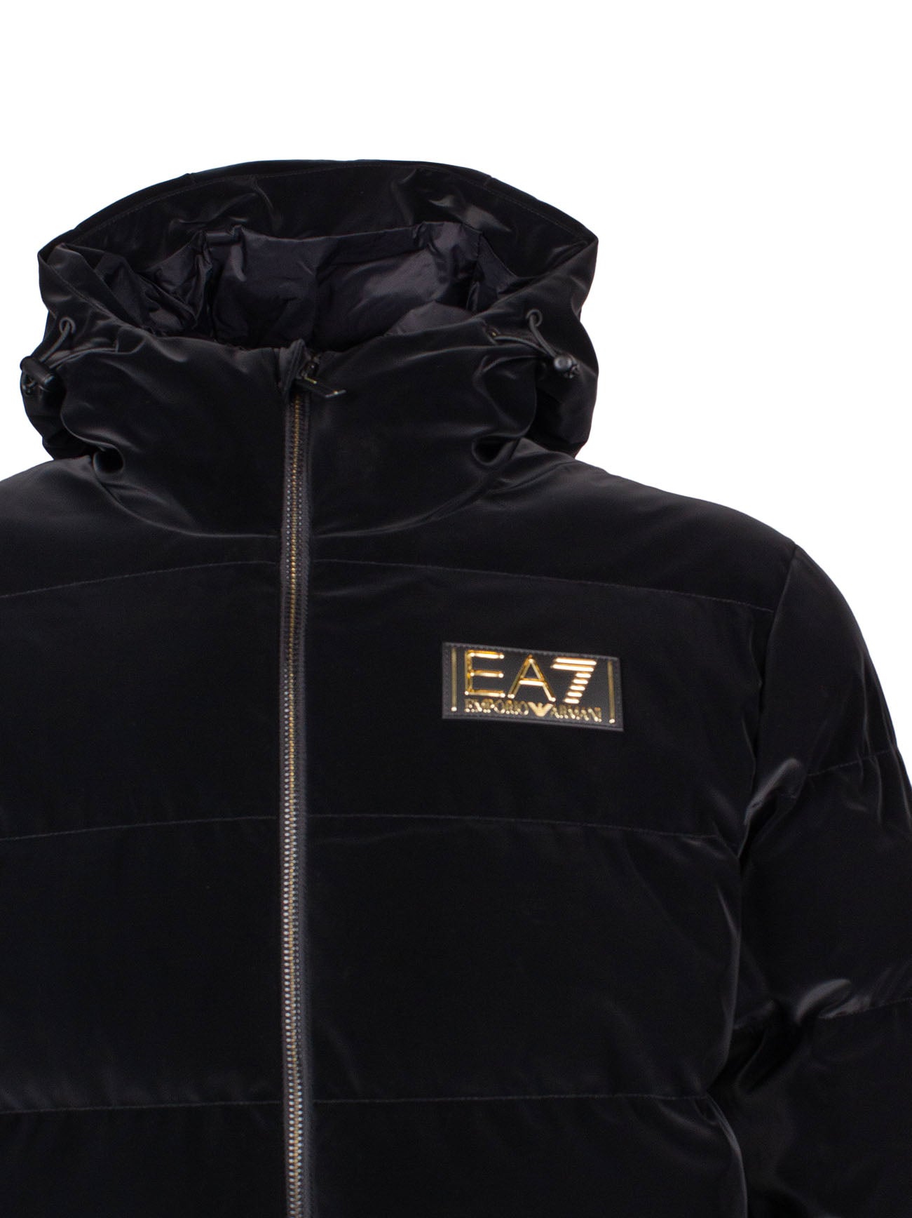 EA7 VELVET-EFFECT LOGO-PATCH BOMBER JACKET