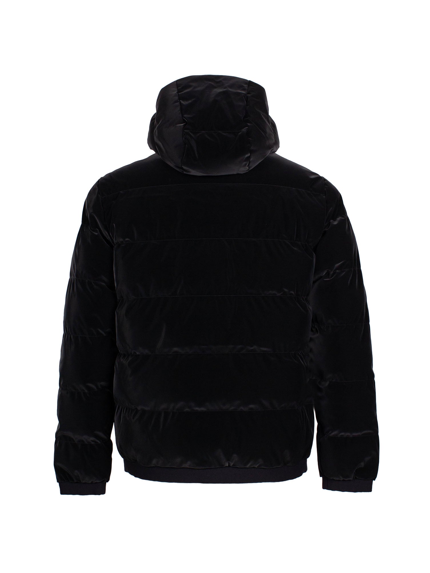 EA7 VELVET-EFFECT LOGO-PATCH BOMBER JACKET