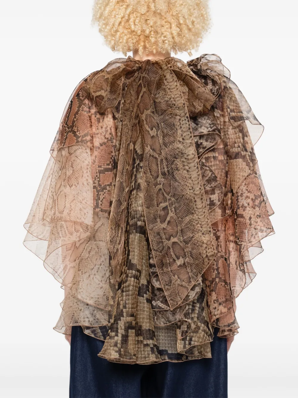 BLUSA ZIMMERMANN RUFFLED SNAKESKIN
