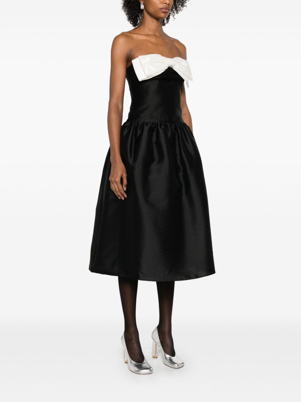 SELF-PORTRAIT MIDI DRESS WITH CONTRASTING BOW