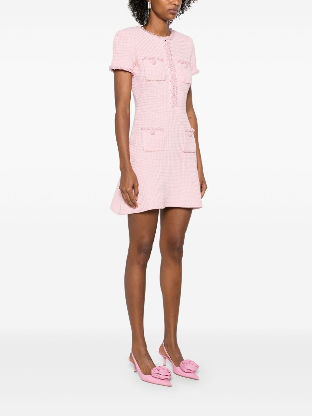 SELF-PORTRAIT TEXTURED-KNIT MINI DRESS