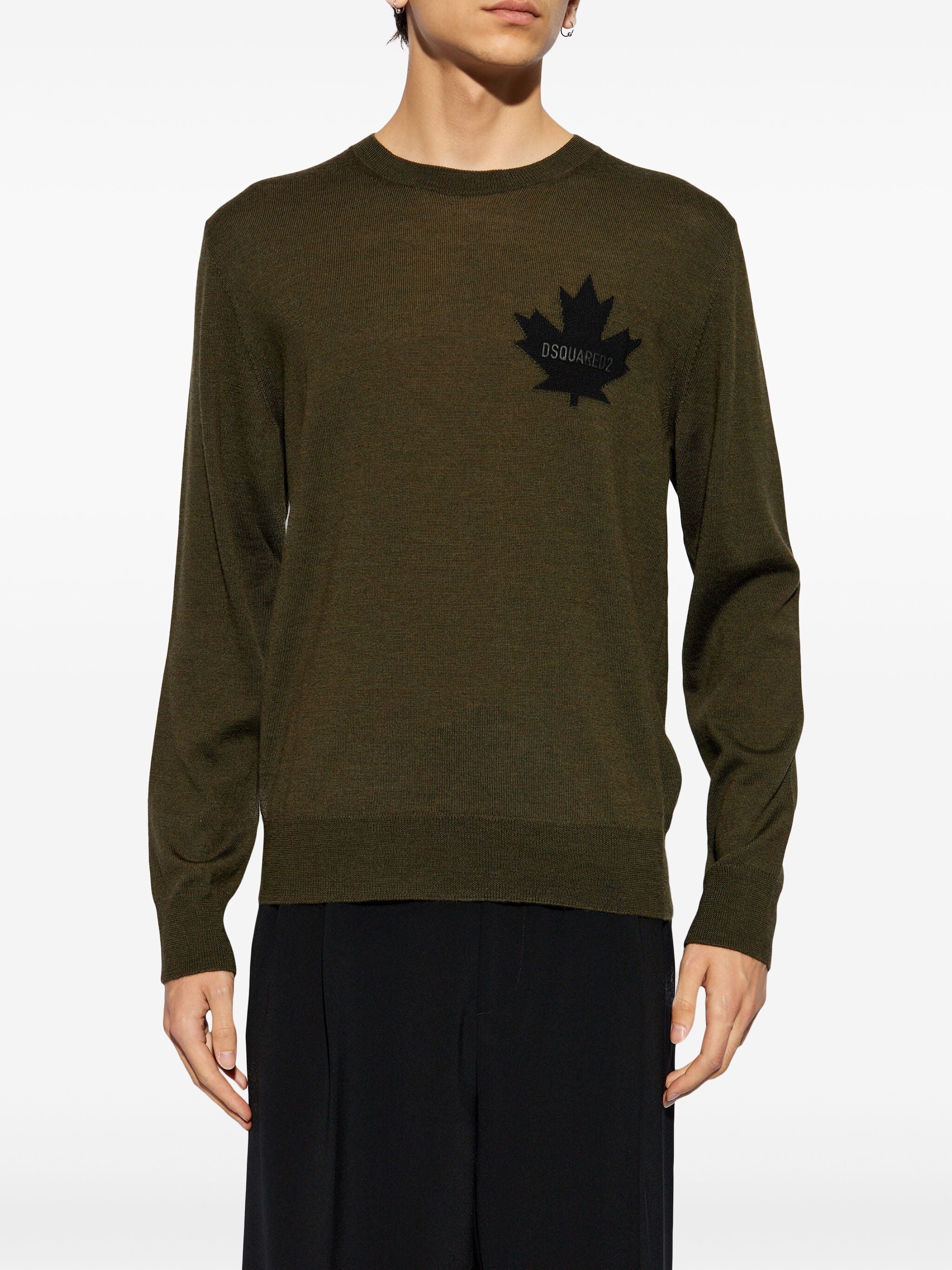 DSQUARED2 MAPLE LEAF-INTARSIA JUMPER