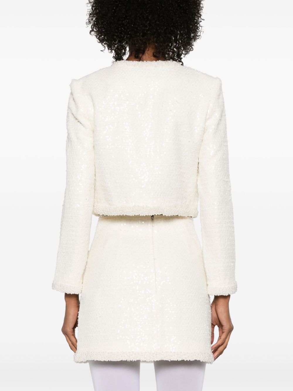 SELF-PORTRAIT FAUX PEARL TRIM JACKET