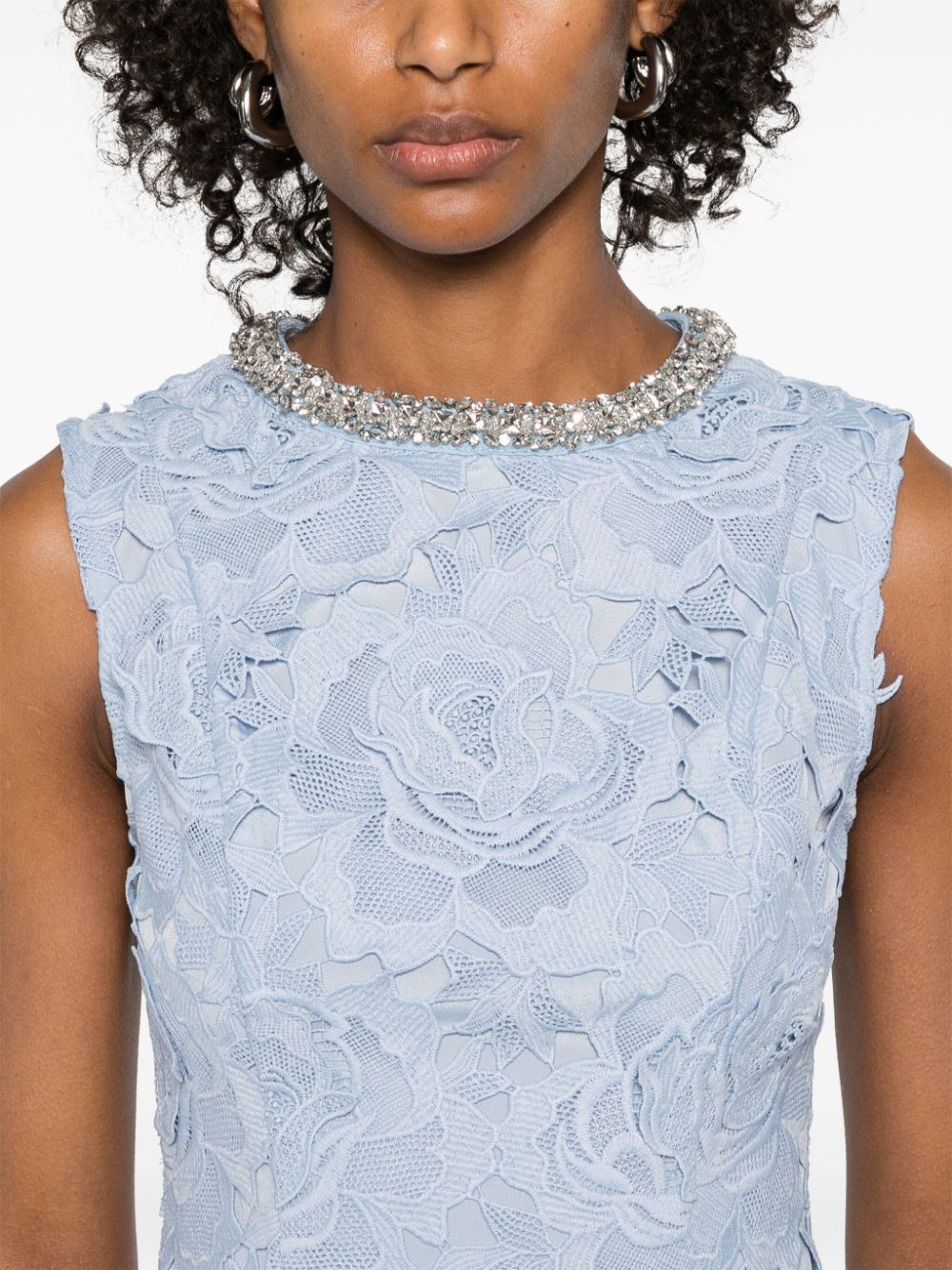 SELF-PORTRAIT SHORT DRESS WITH FLORAL LACE