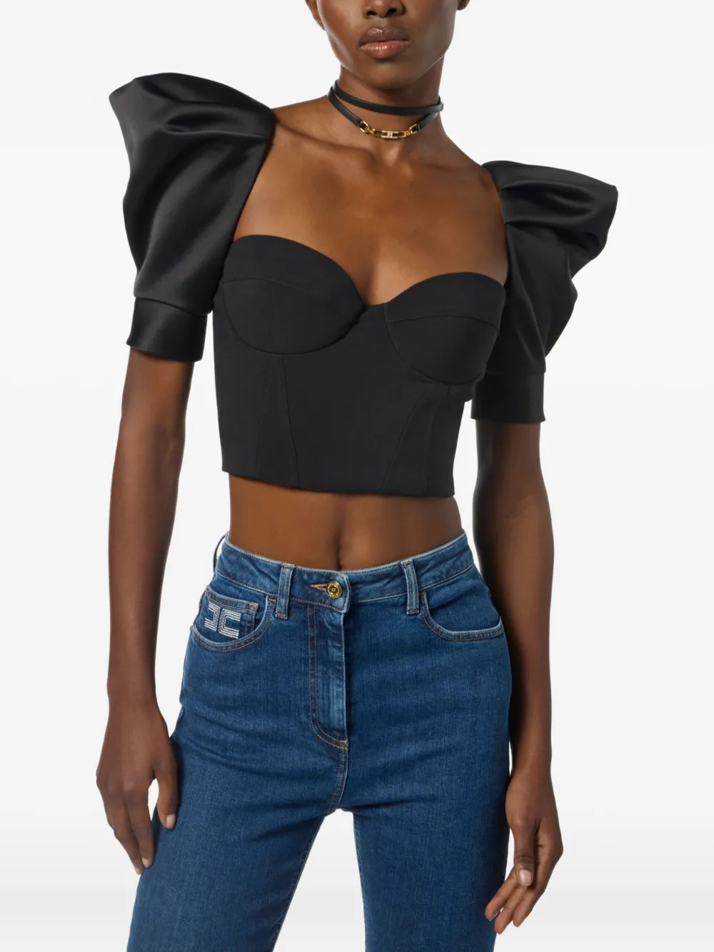 TOP ELISABETTA FRANCHI CON MANGAS ABULLONADAS