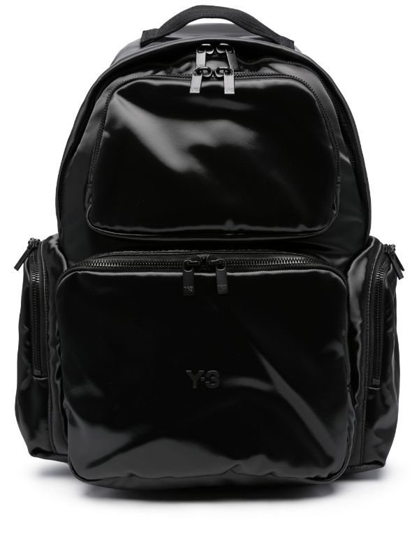 Y-3 LOGO-DETAIL FAUX-LEATHER BACKPACK