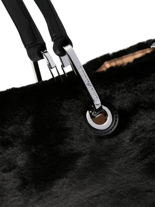 EMPORIO ARMANI FAUX-FUR LOGO TOTE BAG