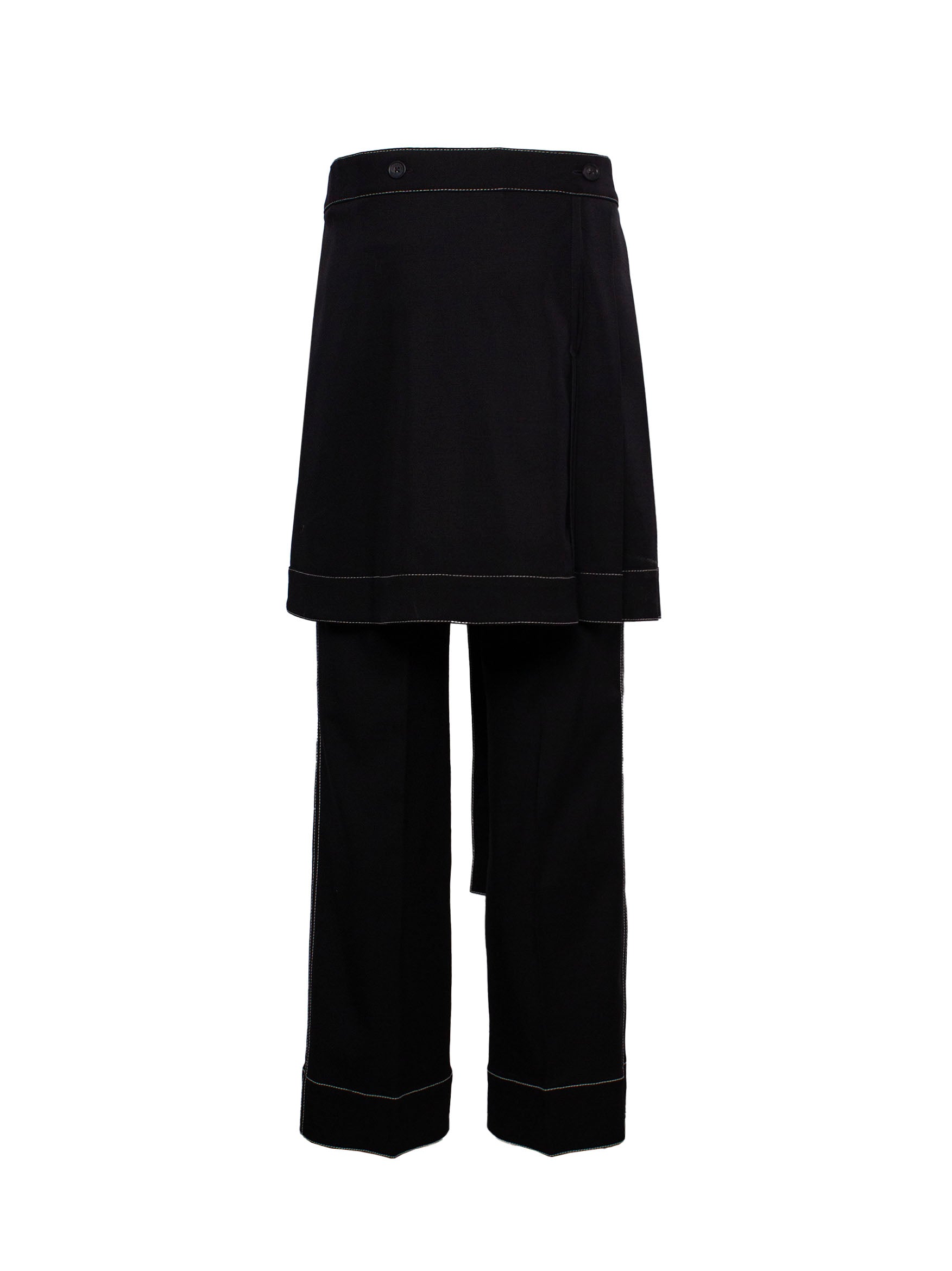 MARINE SERRE CONTRAST-STITCH LAYERED TROUSERS