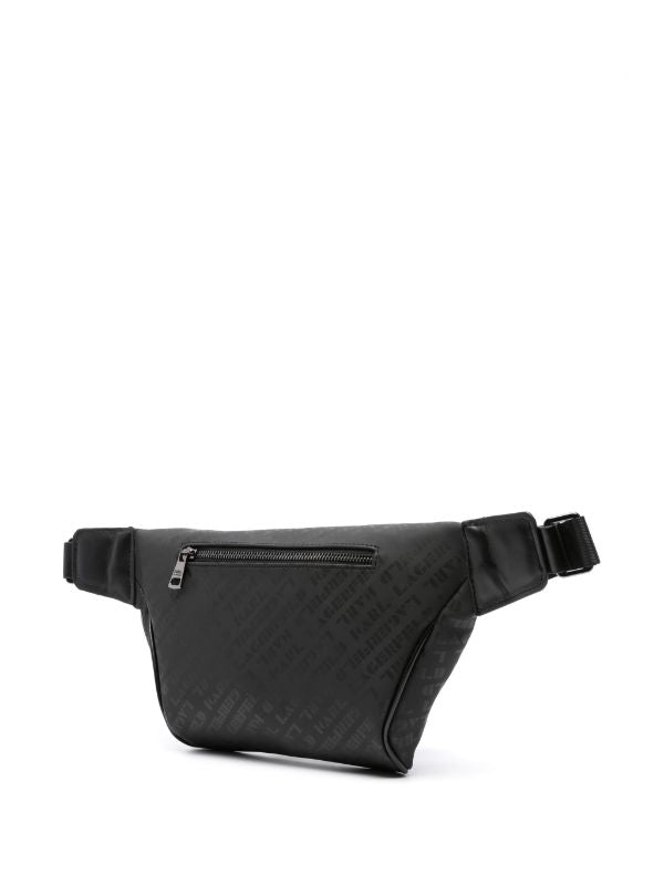 KARL LAGERFELD LOGO-JACQUARD ZIP-UP BELT BAG