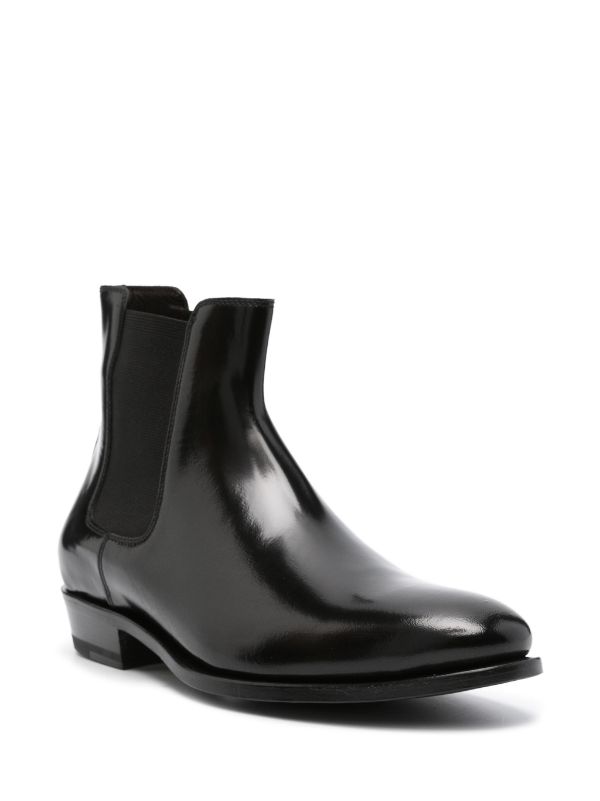 TAGLIATORE ALMOND-TOE LEATHER ANKLE BOOTS