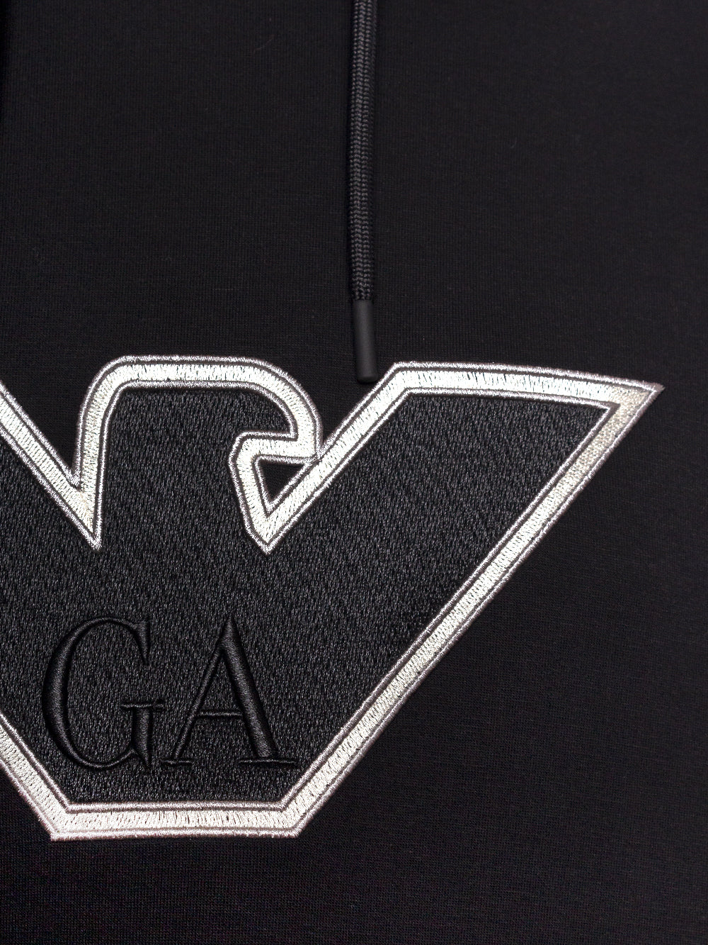EMPORIO ARMANI LOGO-EMBROIDERED DRAWSTRING HOODIE